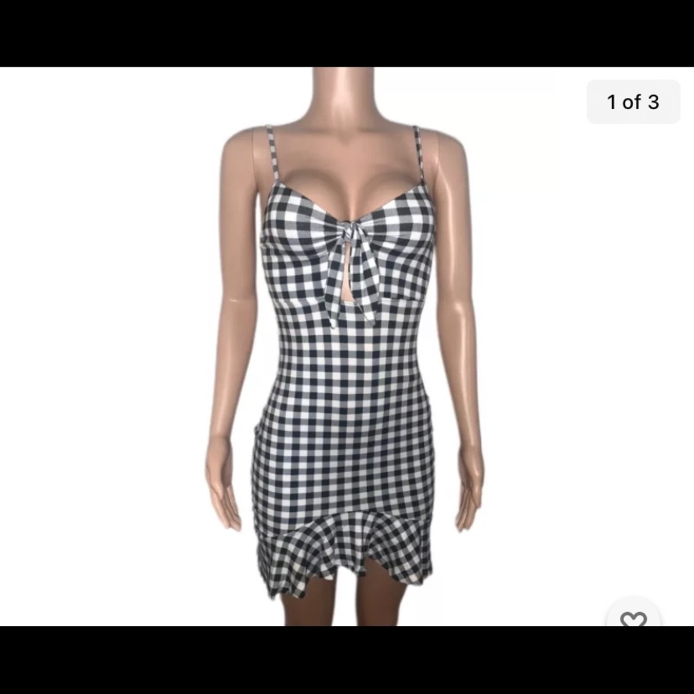 Sexy Black Gingham Print 50’s 60’s Rockabilly Summer Sundress Dress New Retro